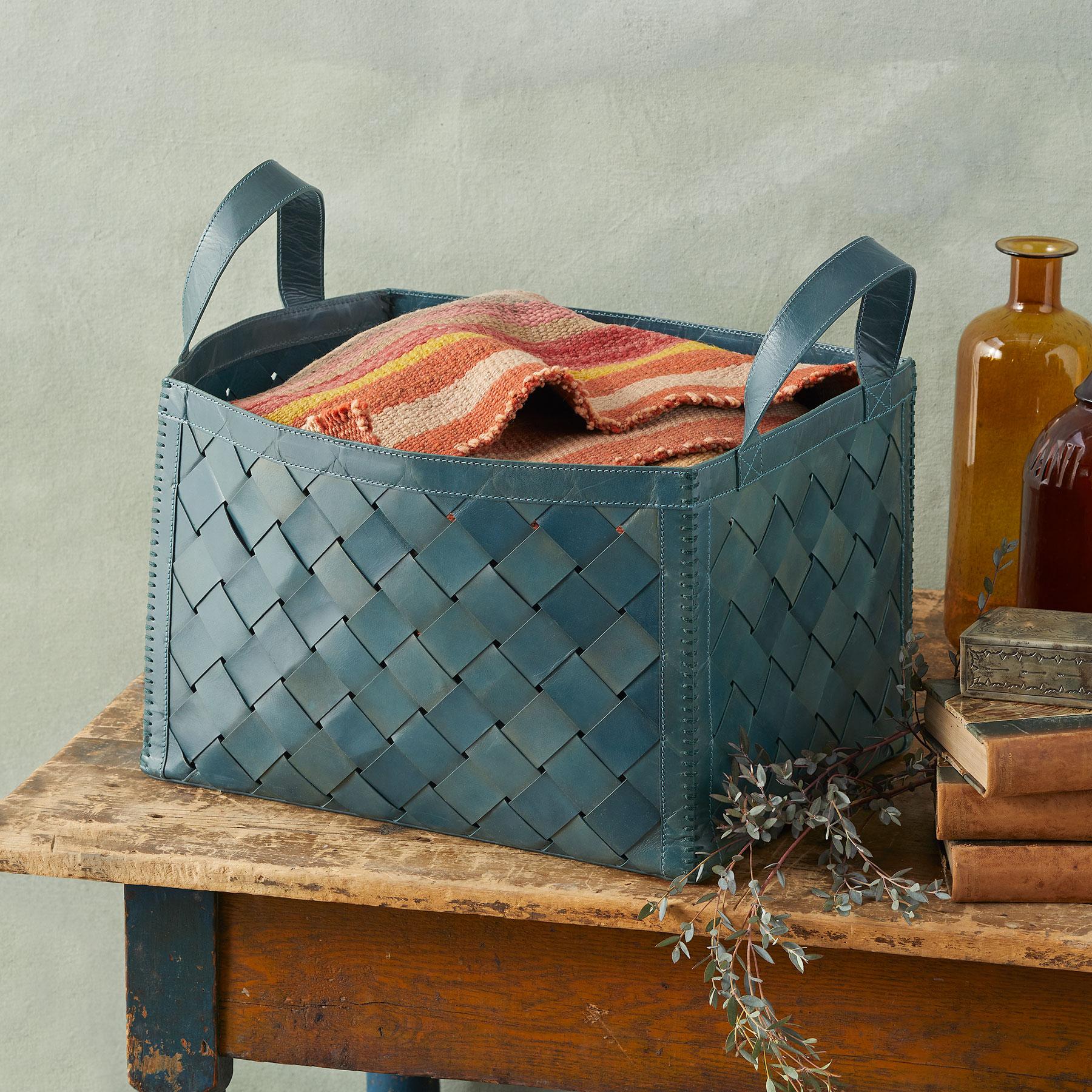 Tate Woven Leather Basket – Sundance